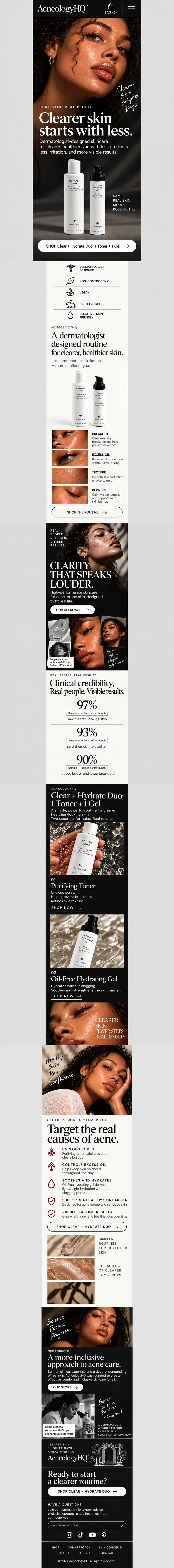 AcneologyHQ™, the approved homepage design: AcneologyHQ™ homepage redraw, mobile design